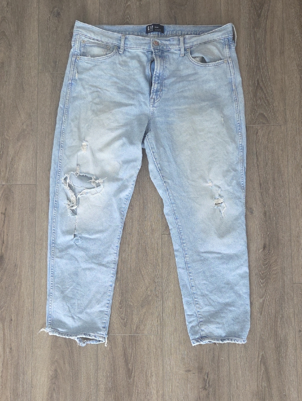 GAP Womens Distressed Light Blue Denim Jeans Cigarette Fit 16/33R